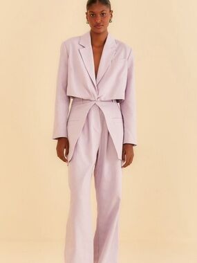 SET FARM RIO Lilac Lavendar Cut Out Blazer and Pants Womens Size XS